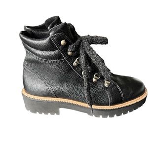 Paul Green Boots Black Lace Up Alpine Lug Sole Wool Lined Hiker Women’s Size 7